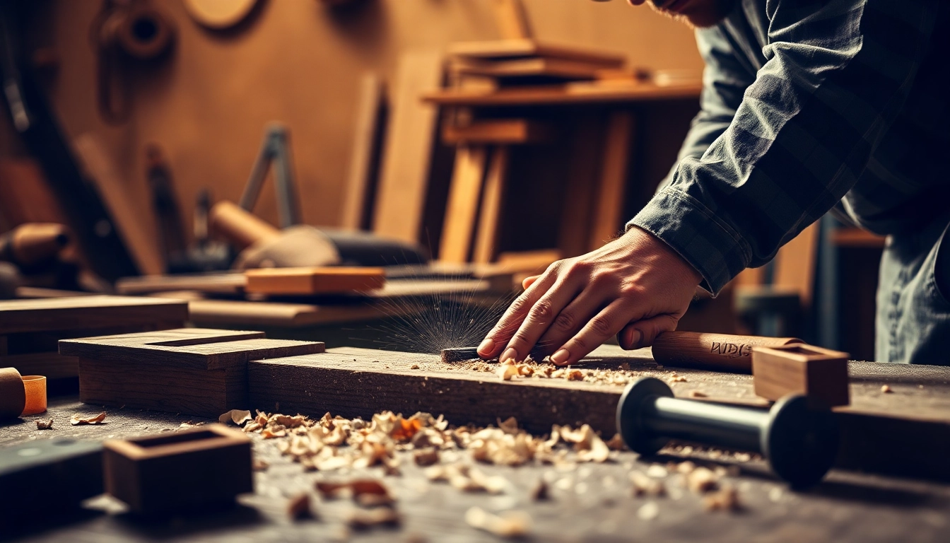 Seghetto alternativo in uso: esperto artigiano mentre taglia legno.
