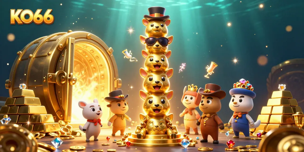 Experience KO66's vibrant gaming world with dazzling treasures and engaging characters.