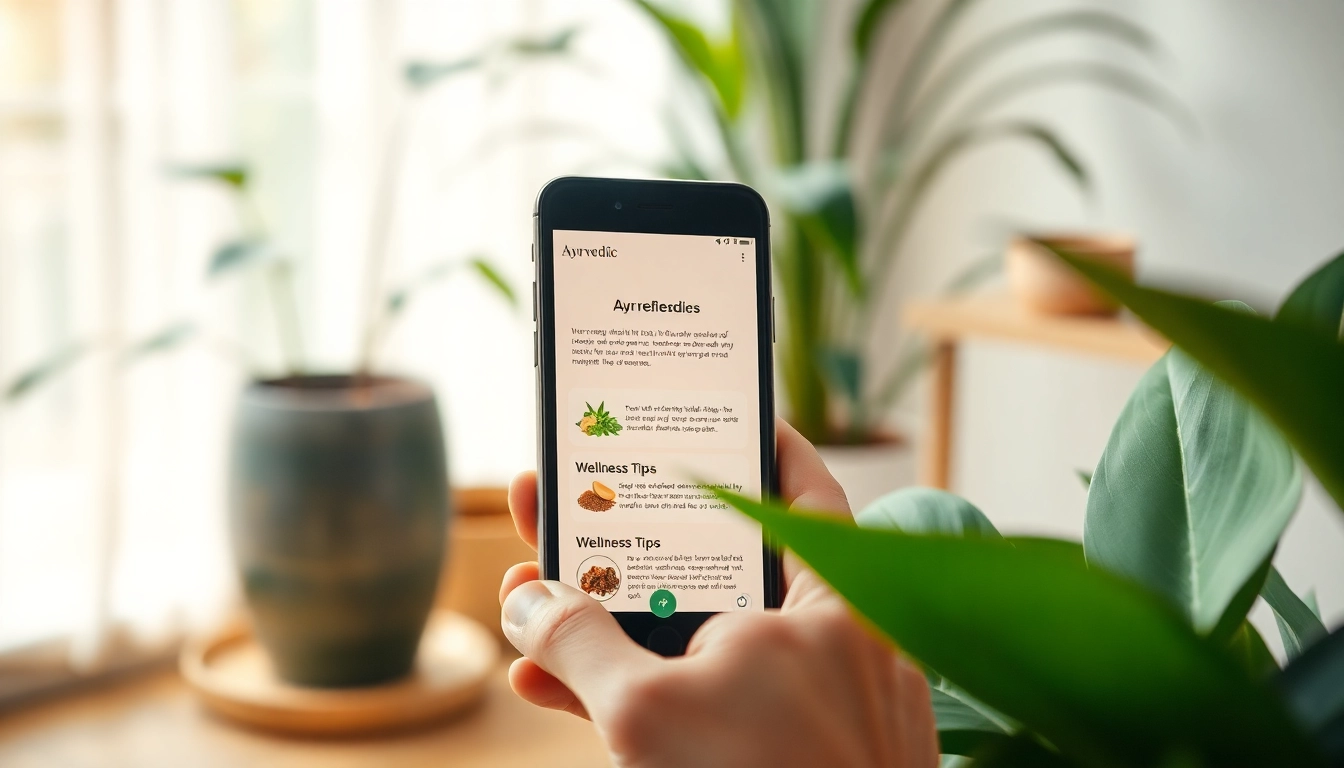 Engaging Ayurveda Mobile App interface showcasing herbal remedies and wellness tips.