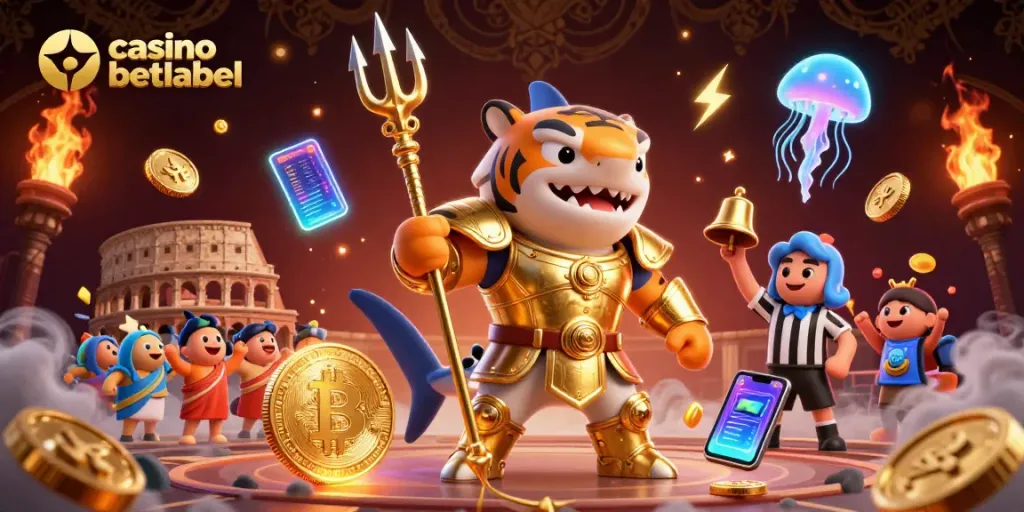 Experience the thrill of casino betlabel with an epic underwater showdown featuring a gladiator shark.