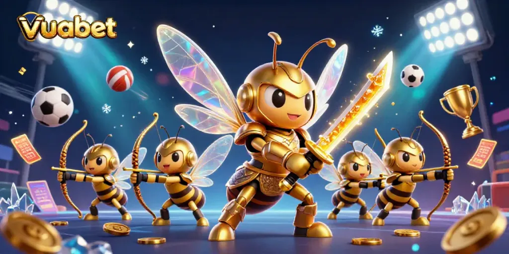 Experience thrilling gameplay at vuabet with vibrant reels and exciting betting elements in 3D illustration.