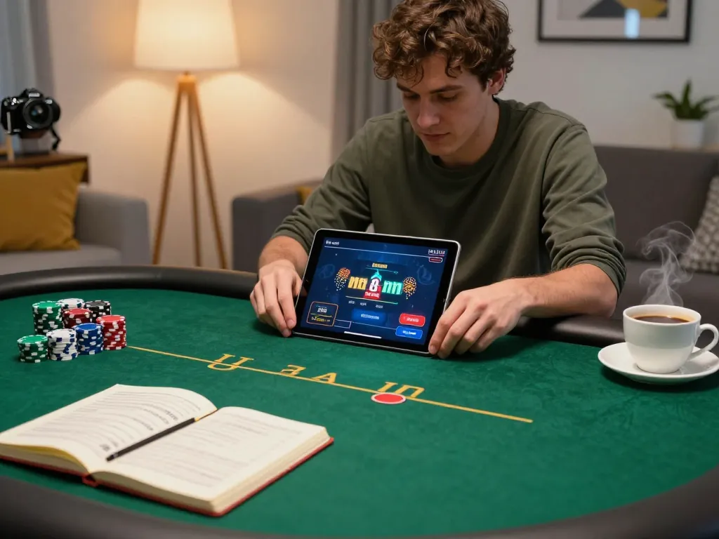 Player enjoying an online poker game on cm88z while analyzing strategies and managing their bankroll.