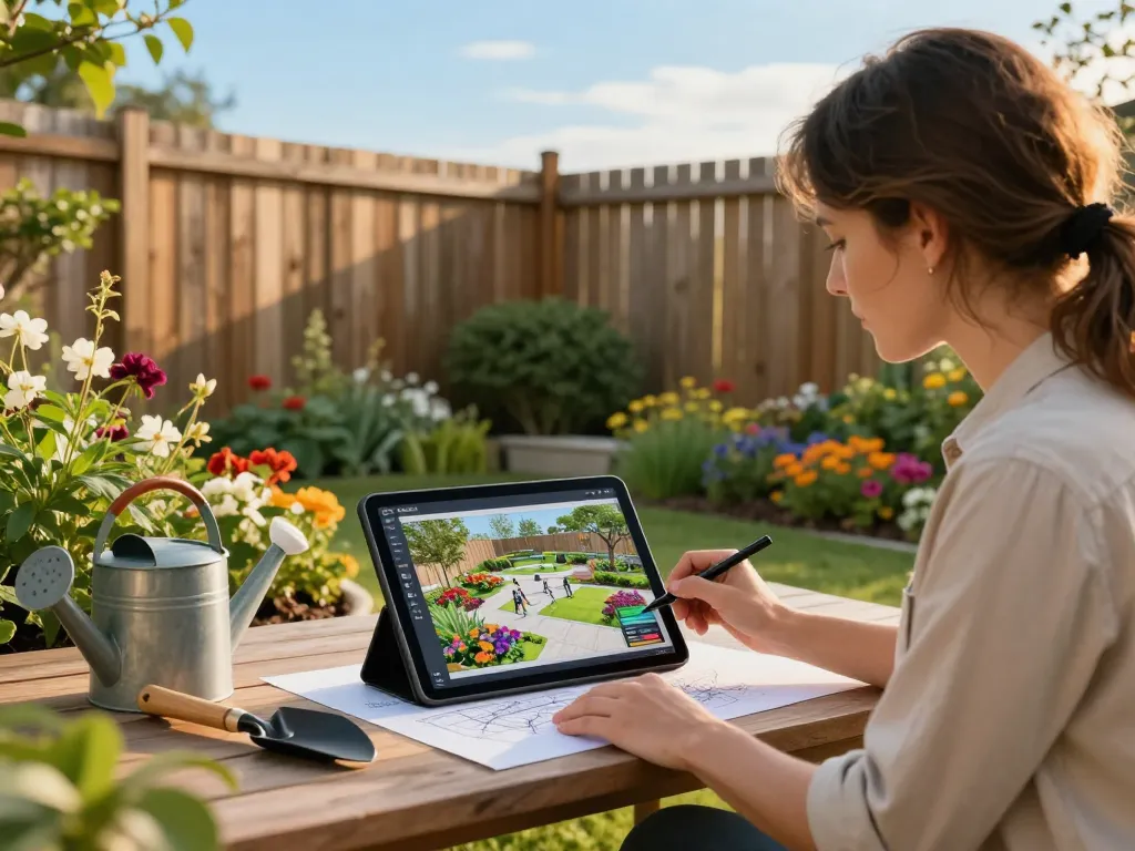 Creating a configuratore 3D outdoor design with colorful flowers and greenery.