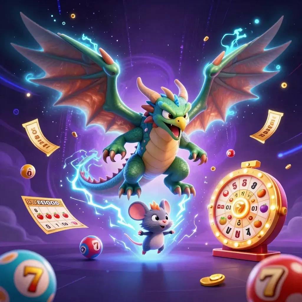 Drago, aquila e topo di fulmini tra jackpot, ruota e carte bingo in stile premium.