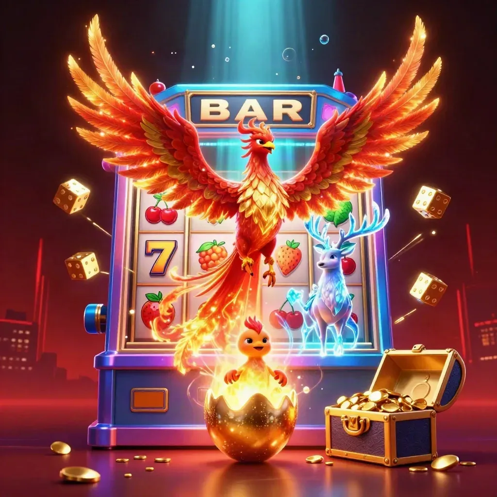 Fenice, cerbiatto magico e uovo d’oro tra slot, dadi e luci neon.