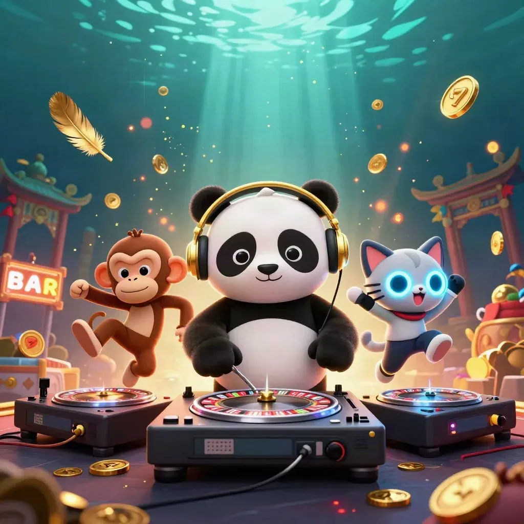 Panda DJ, scimmia danzante e gattino rave tra jackpot, monete e tempio neon