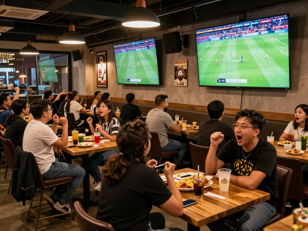 Experience thrilling live football matches as fans cheer during exciting gameplays while watching ดูบอลสด.