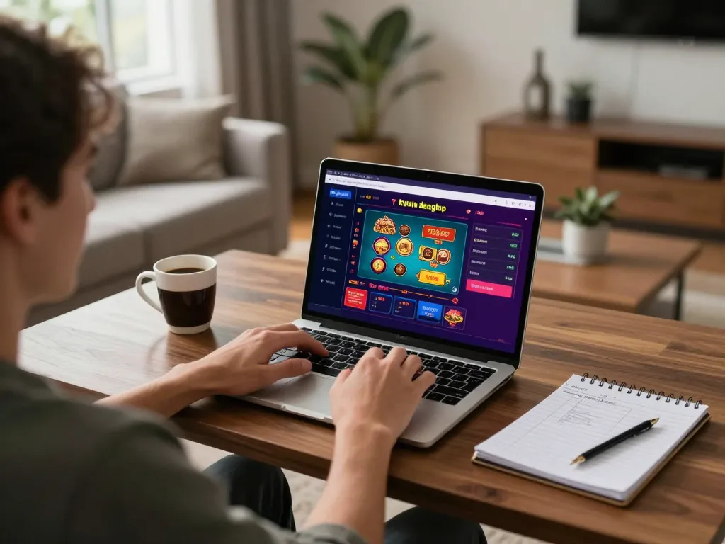 Engaging scene of user logging into kuwin đăng nhập for online gaming, showcasing excitement and strategy.
