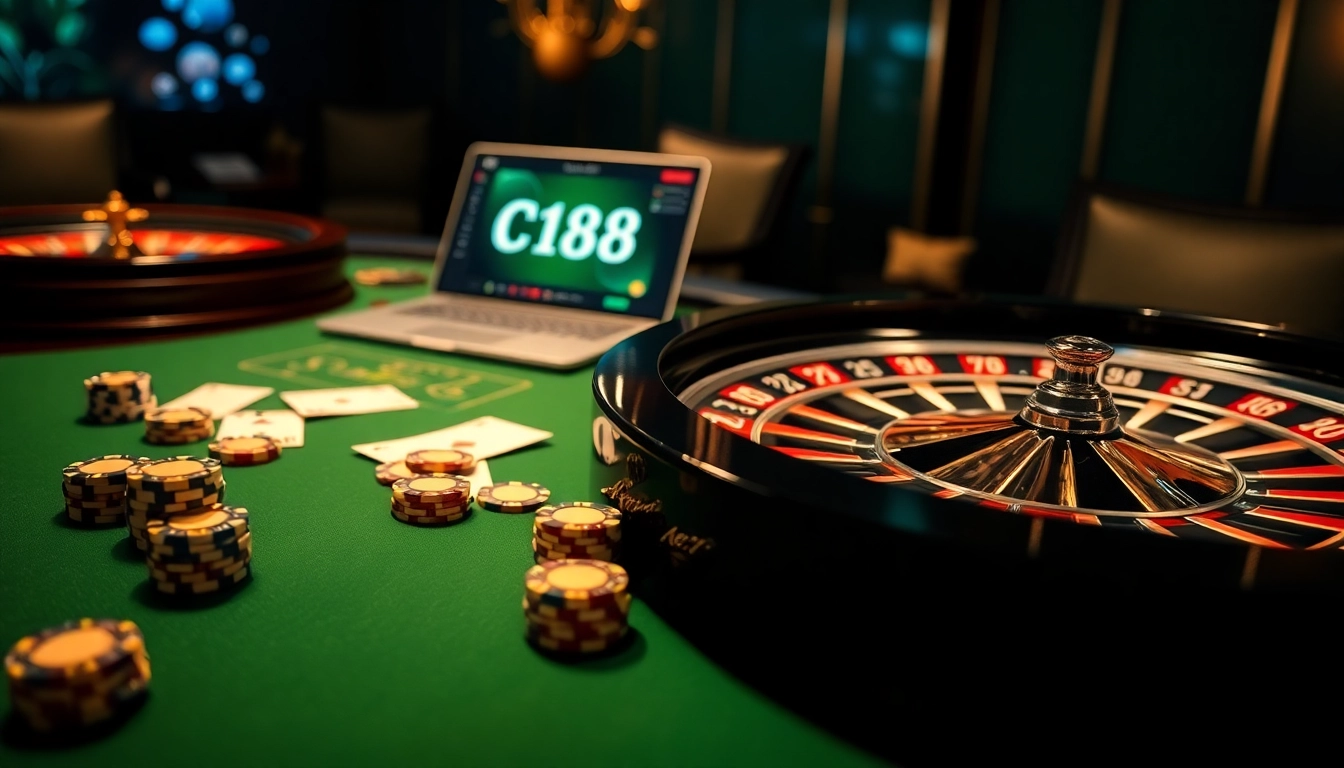 Players enjoying an upscale gambling experience at C168 with vibrant casino elements.
