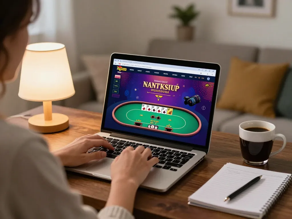 Engaging scene at Trang chủ MM88 with a player focusing on poker strategy and gameplay.