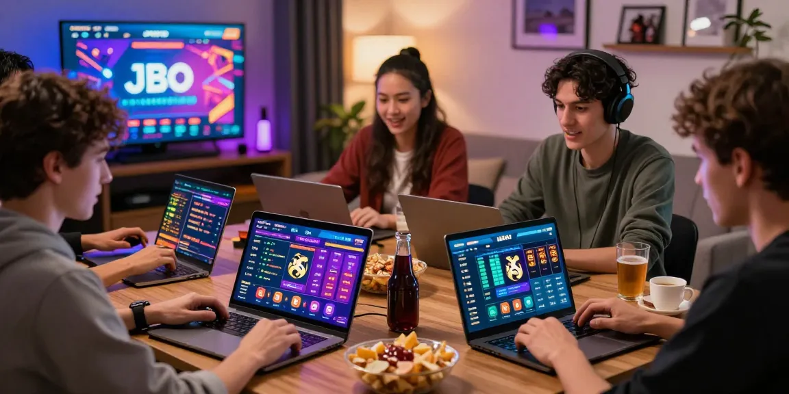 Engaged players using JBO online betting platform during login process, showcasing excitement in a modern gaming atmosphere.