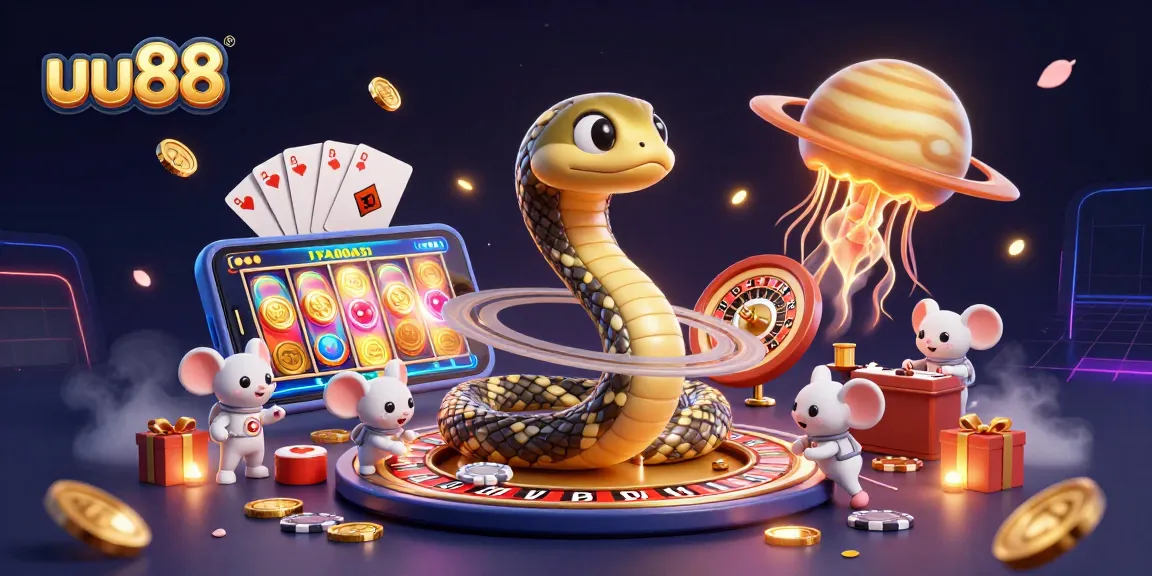 Engage with uu88 by betting on a colorful cosmic roulette scene featuring playful characters and vibrant gaming elements.